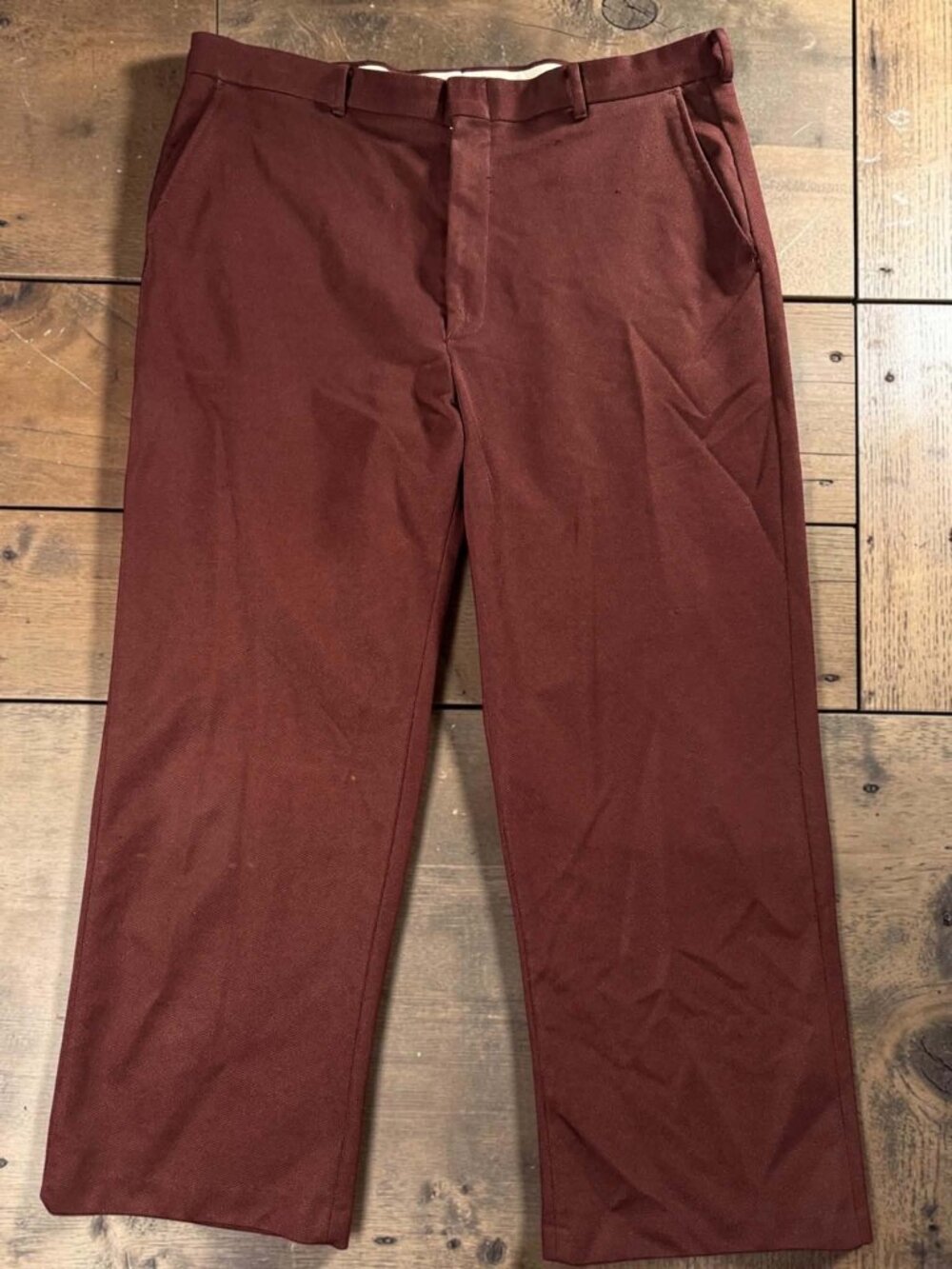 Vintage Haband Pants Mens 36x28 Maroon Burgundy Polyester Double Knit Dress USA